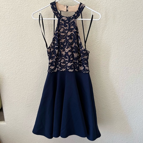 navy blue and silver prom dress Mermaid Spaghetti Straps Corset Back Satin Prom Dress, Black / 10 main image 0